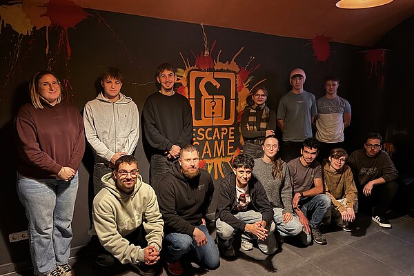 Trainees in the escape room at the trainee trip